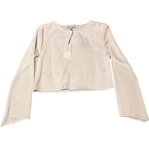 NWT‎ WAYF Ivory Long Sleeve Bell Sleeve Crop Top Cream/White Womens Small